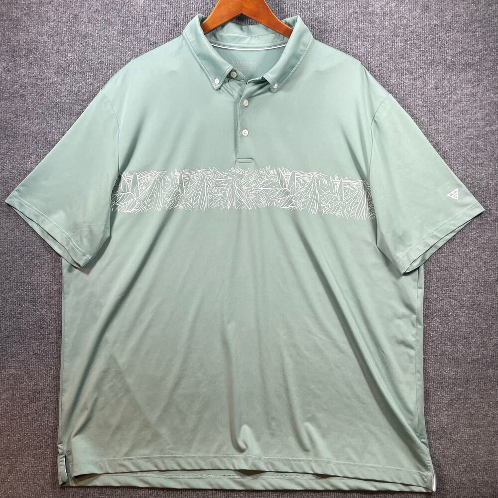 Maelreg Performance Polo Shirt Men's 3XL Green Floral Stretch Golf Casual